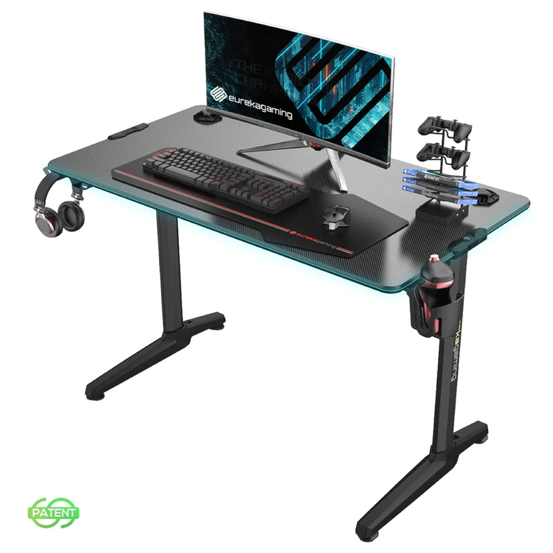 Eureka Ergonomic Colonel Series GIP 44 E-sports Computer Desk With Fiber Optic RGB Lights - طاولة